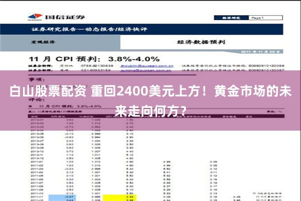 白山股票配资 重回2400美元上方！黄金市场的未来走向何方？