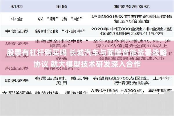 股票有杠杆购买吗 长城汽车与面壁智能签署战略协议 就大模型技术研发深入合作