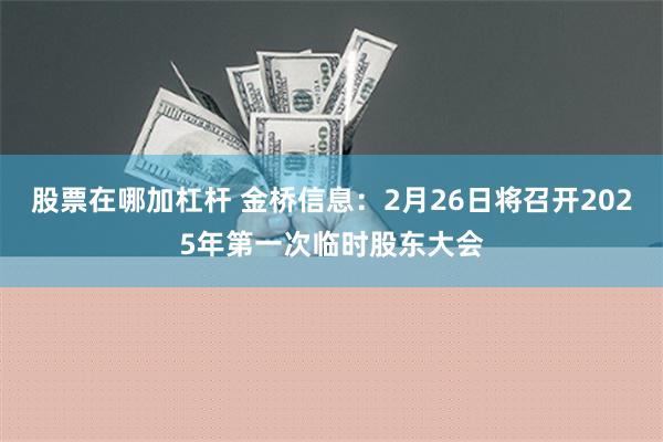 股票在哪加杠杆 金桥信息：2月26日将召开2025年第一次临时股东大会